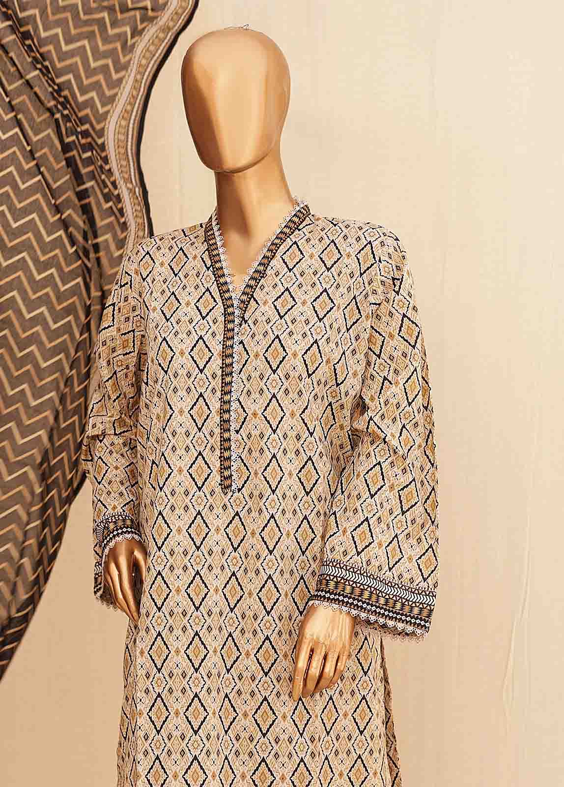 Bin Saeed Fabric - SMPR-0227 - 3 Piece Printed Stitched Suit