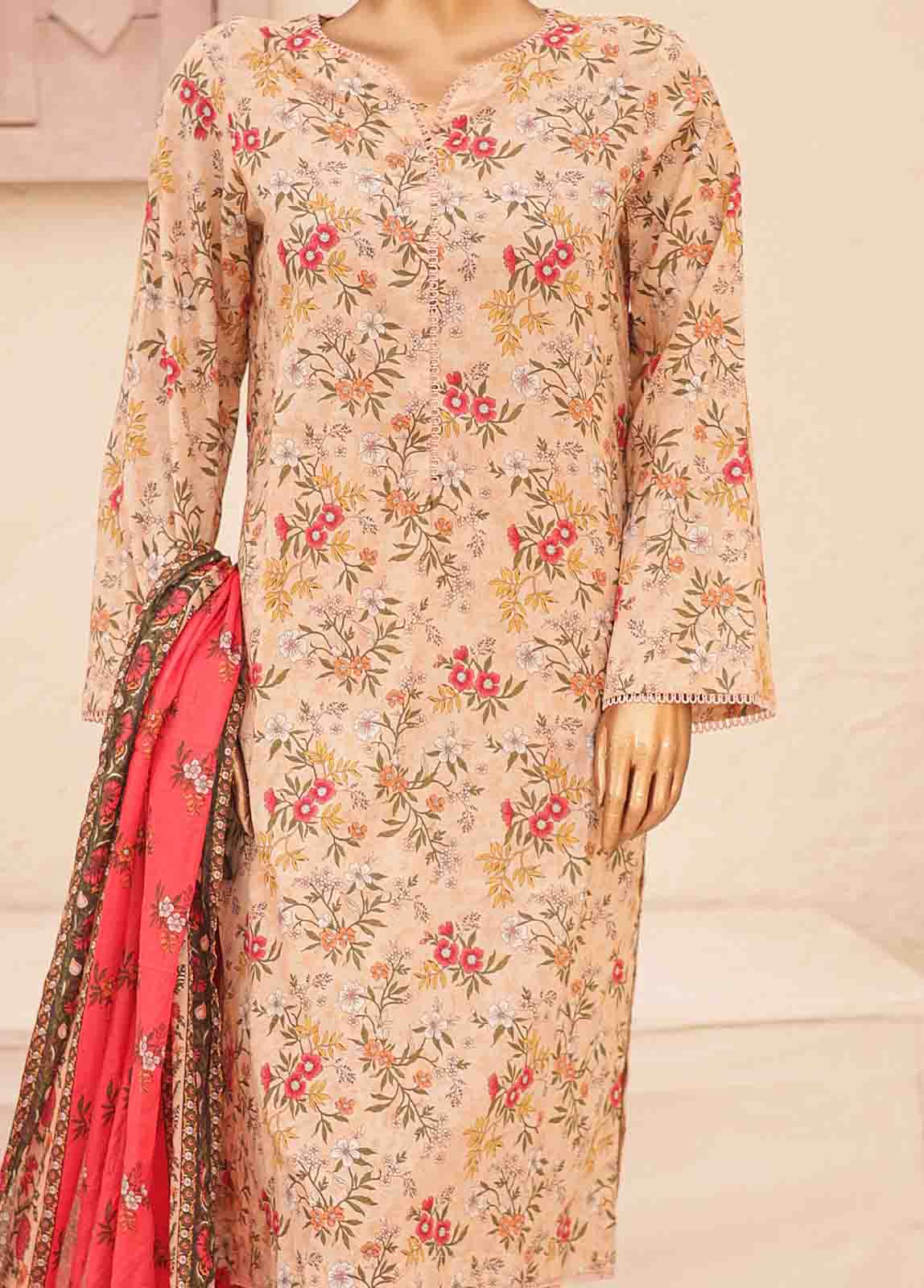 Bin Saeed Fabric - SMPR-0228- 3 Piece Printed Stitched Suit