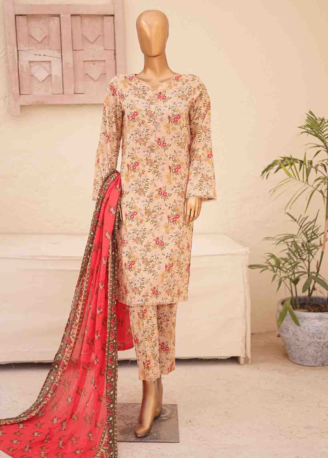 Bin Saeed Fabric - SMPR-0228- 3 Piece Printed Stitched Suit