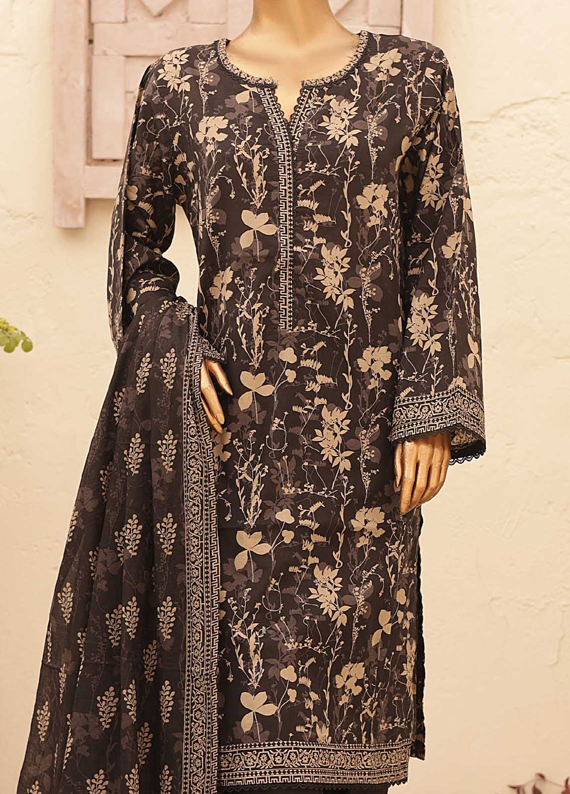 Bin Saeed Fabric - SMPR-0342- 3 Piece Printed Stitched Suit