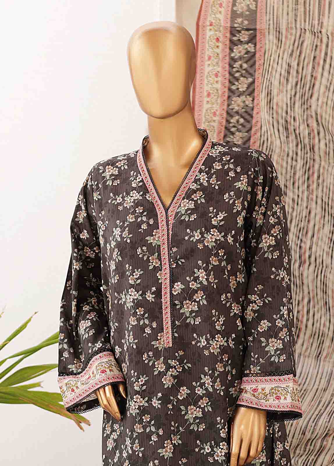 Bin Saeed Fabric - SMPR-0346- 3 Piece Printed Stitched Suit