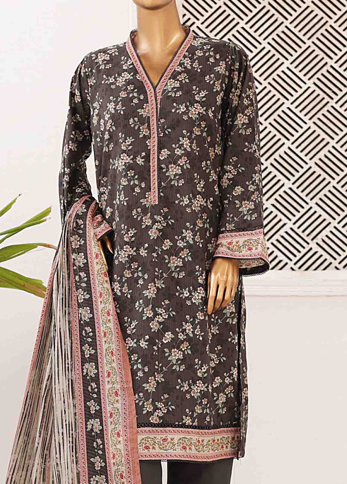 Bin Saeed Fabric - SMPR-0346- 3 Piece Printed Stitched Suit