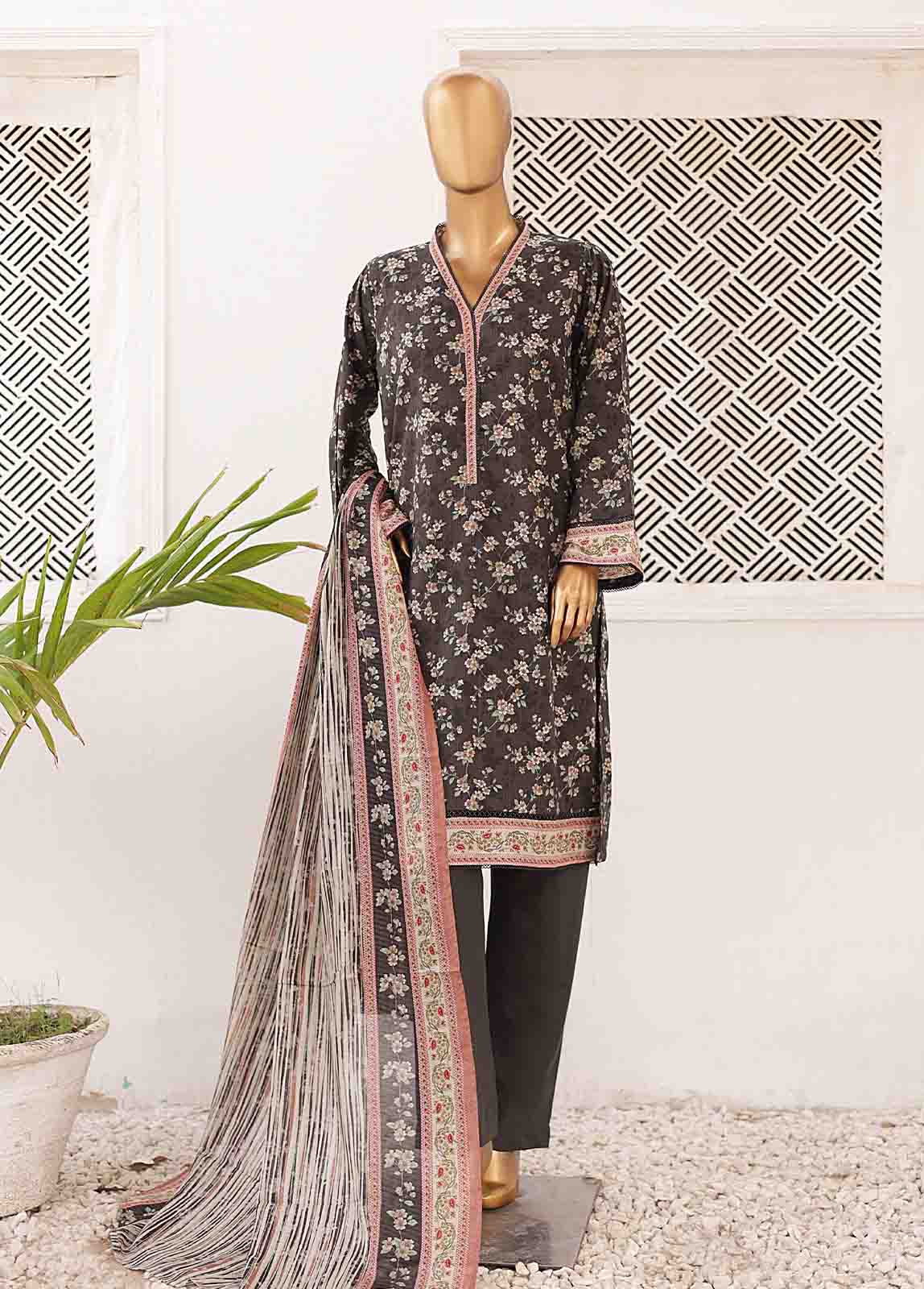 Bin Saeed Fabric - SMPR-0346- 3 Piece Printed Stitched Suit