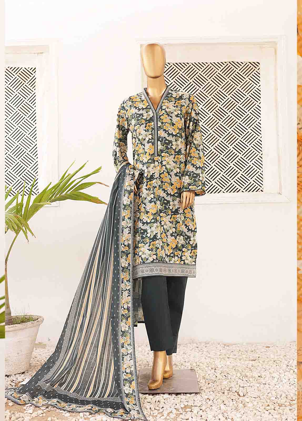 Bin Saeed Fabric - SMPR-0400- 3 Piece Printed Stitched Suit