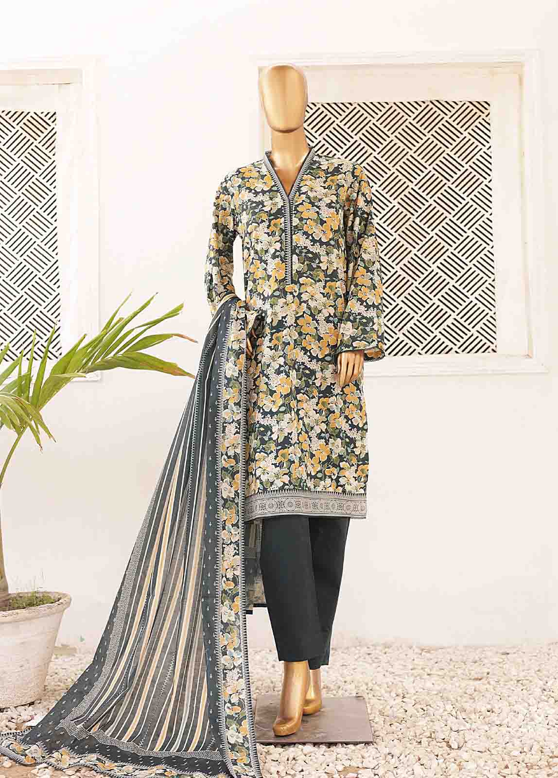 Bin Saeed Fabric - SMPR-0400- 3 Piece Printed Stitched Suit