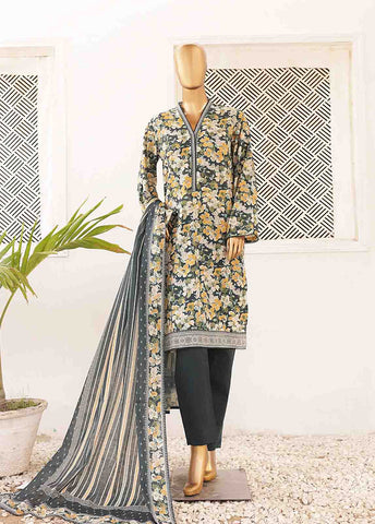 Bin Saeed Fabric - SMPR-0400- 3 Piece Printed Stitched Suit