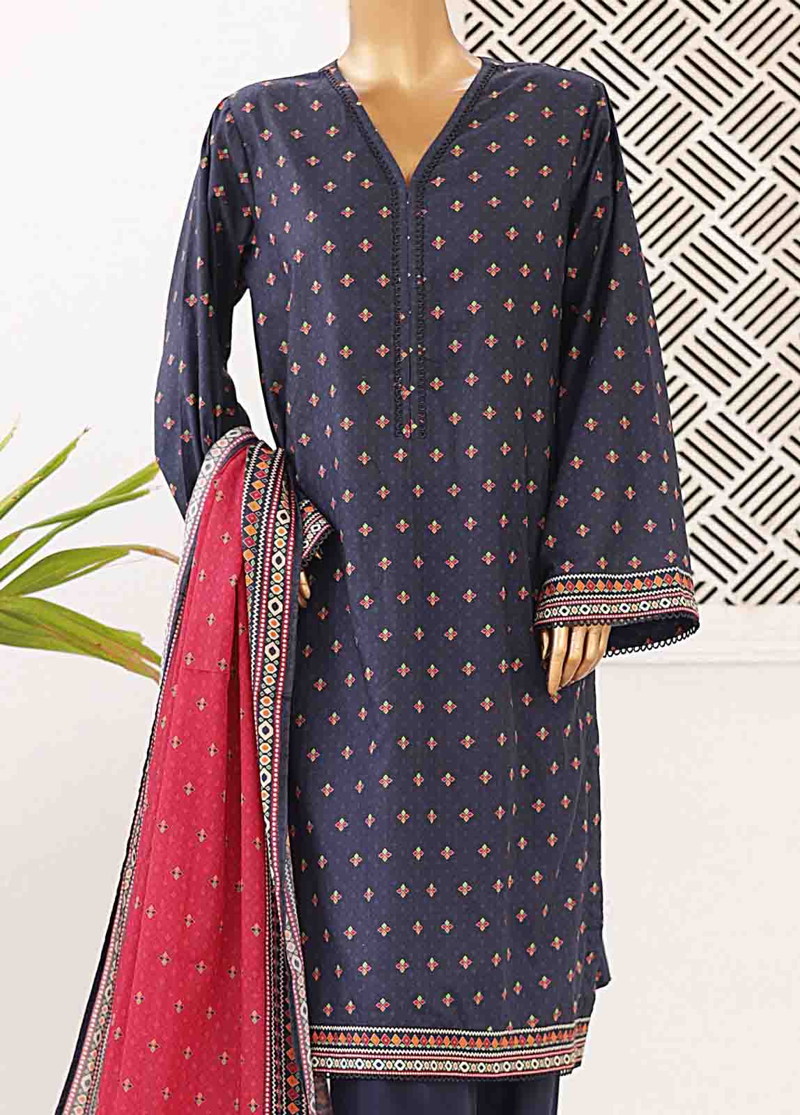 Bin Saeed Fabric - SMPR-0406- 3 Piece Printed Stitched Suit