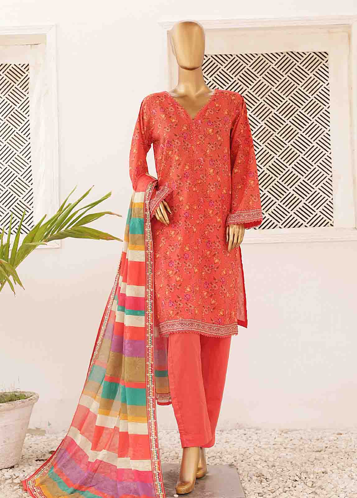 Bin Saeed Fabric - SMPR-0408- 3 Piece Printed Stitched Suit