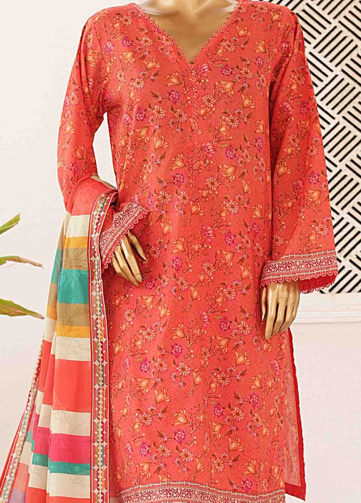 Bin Saeed Fabric - SMPR-0408- 3 Piece Printed Stitched Suit