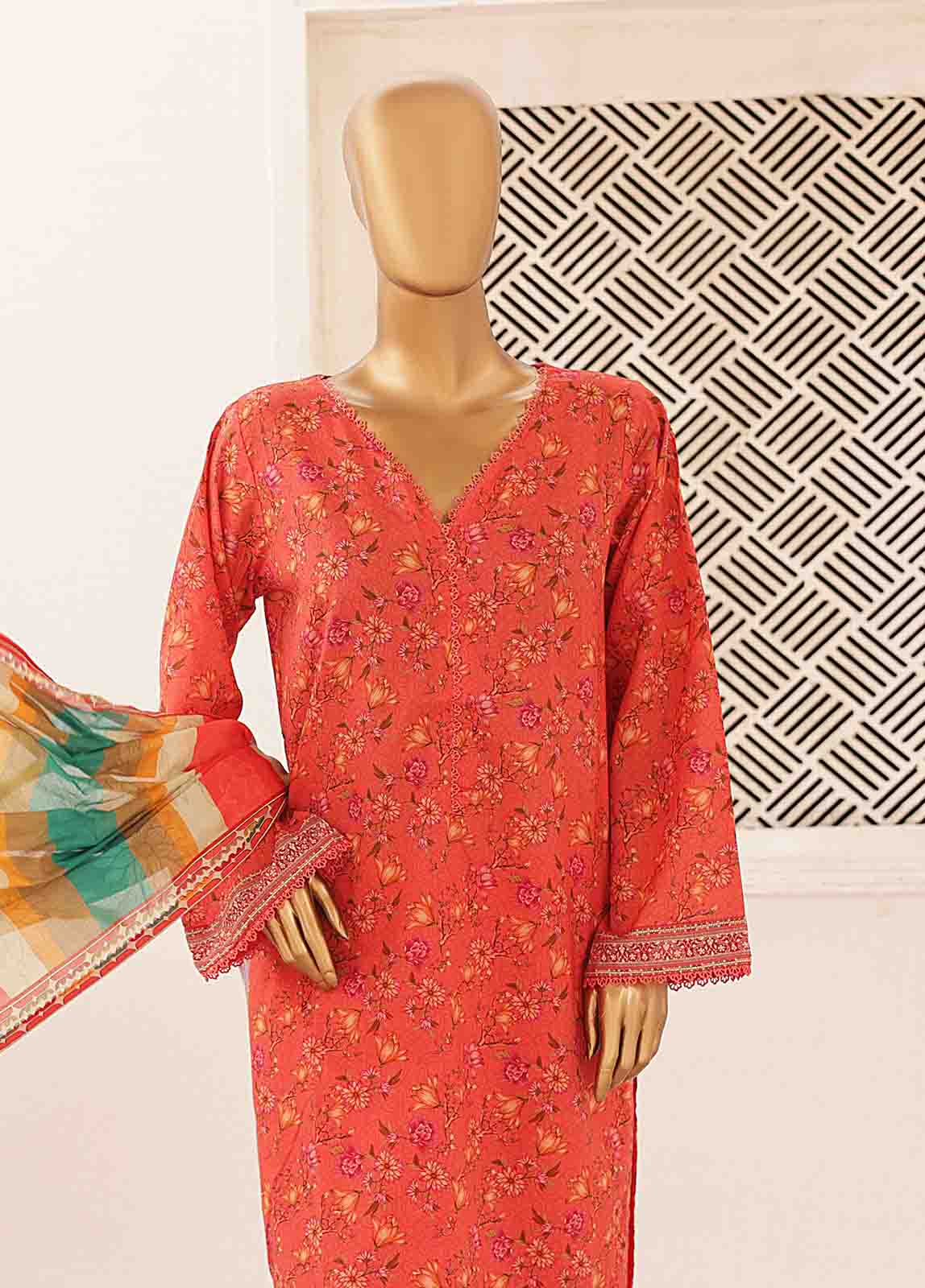 Bin Saeed Fabric - SMPR-0408- 3 Piece Printed Stitched Suit