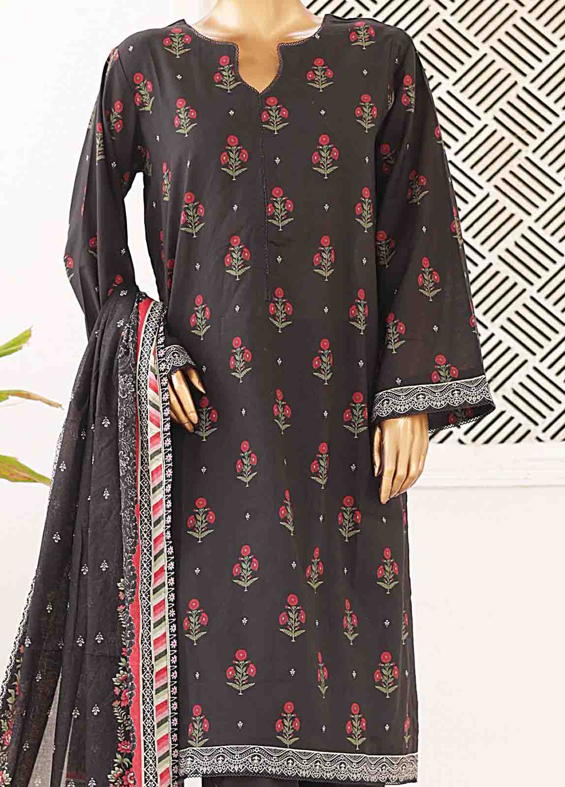 Bin Saeed Fabric - SMPR-0410- 3 Piece Printed Stitched Suit