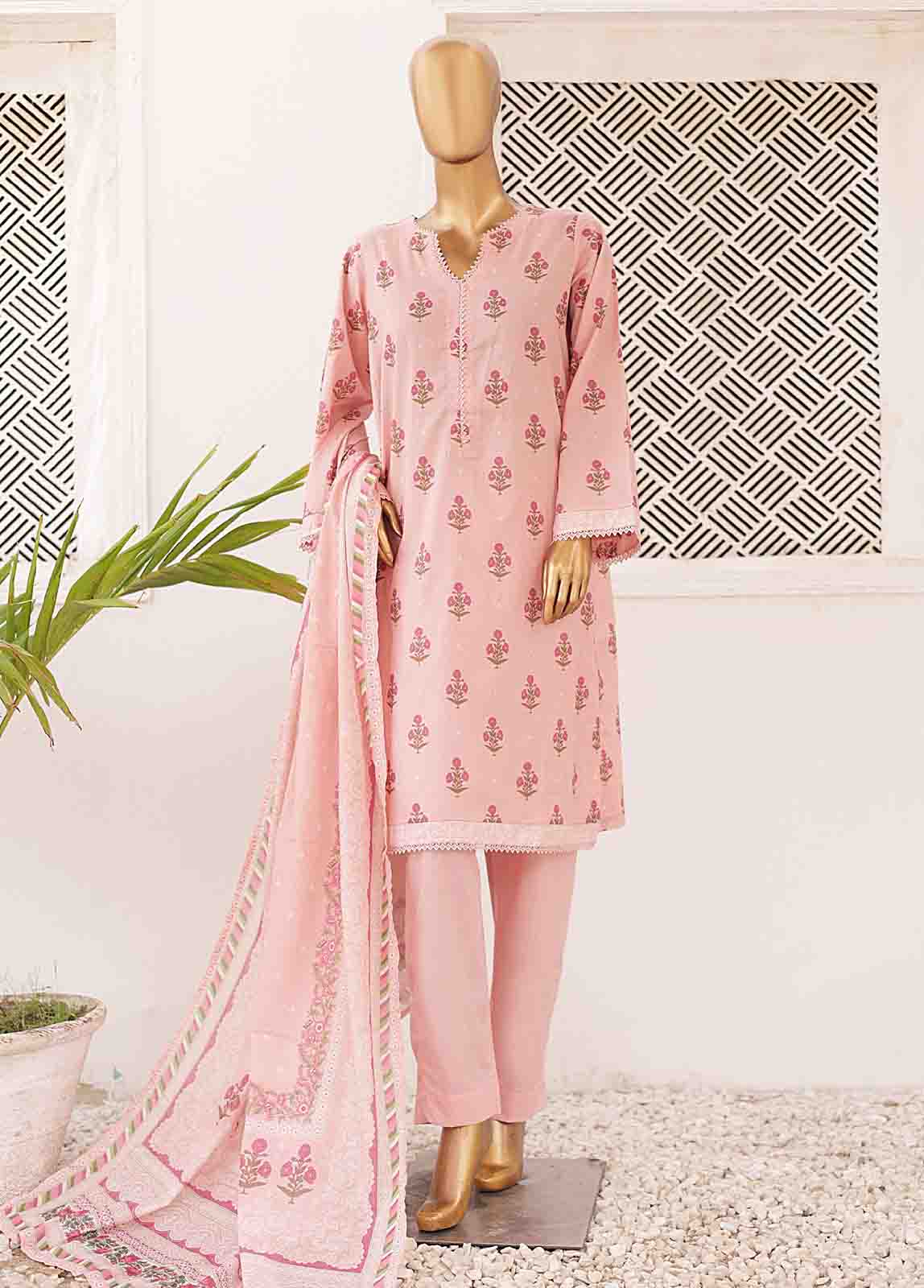 Bin Saeed Fabric - SMPR-0411- 3 Piece Printed Stitched Suit
