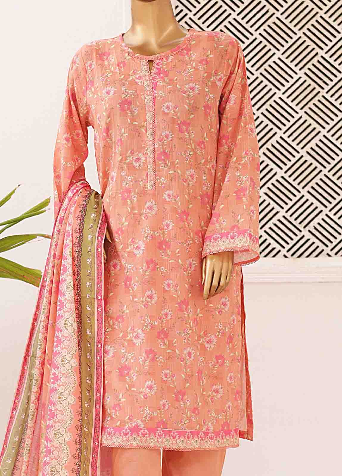 Bin Saeed Fabric - SMPR-0412- 3 Piece Printed Stitched Suit