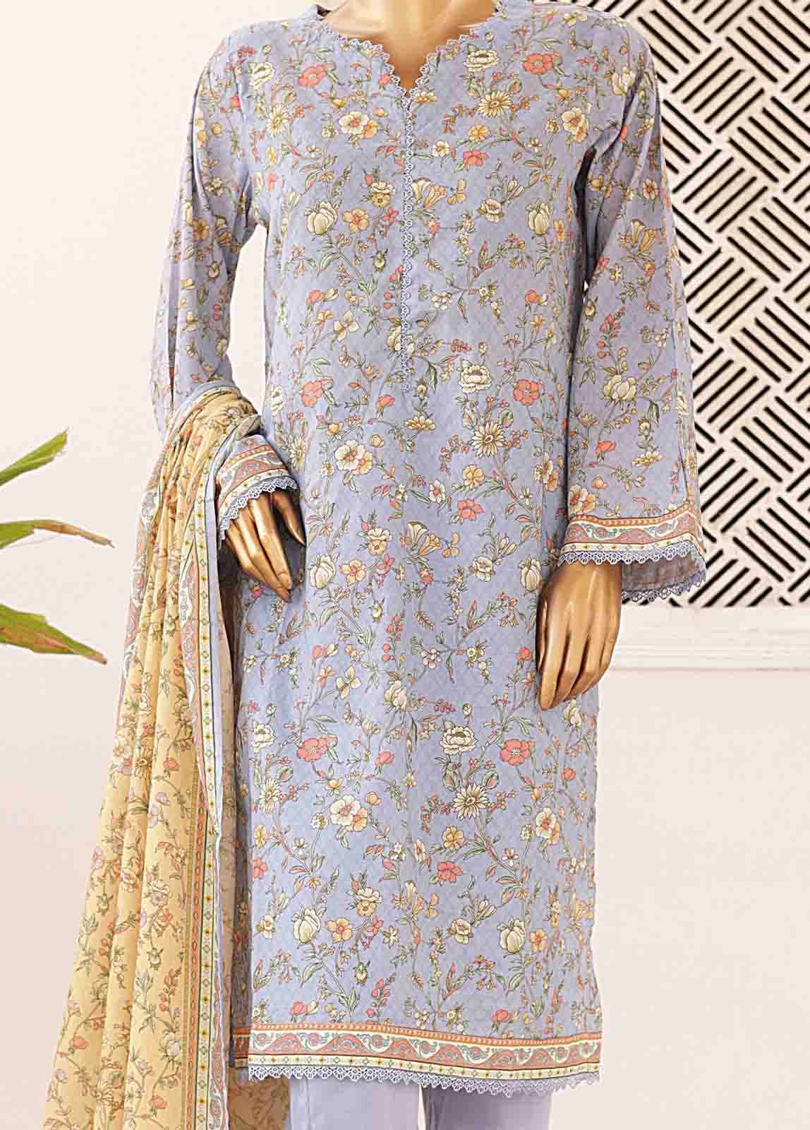 Bin Saeed Fabric - SMPR-0415- 3 Piece Printed Stitched Suit