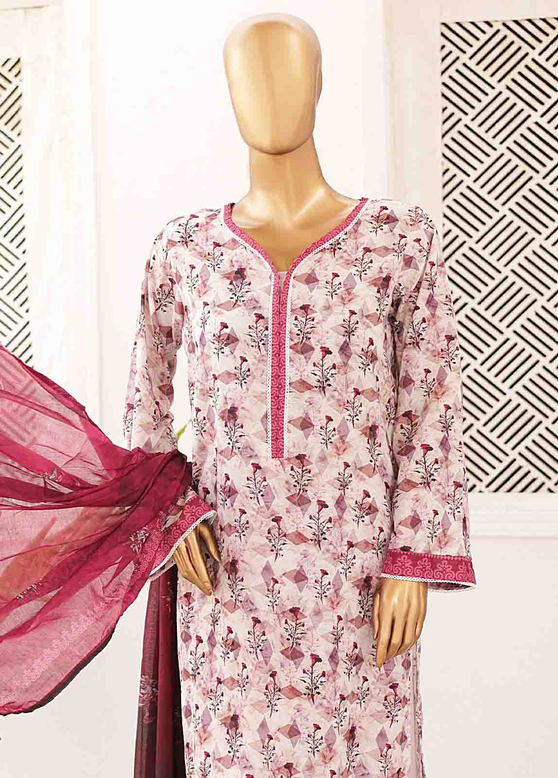 Bin Saeed Fabric - SMPR-0416- 3 Piece Printed Stitched Suit