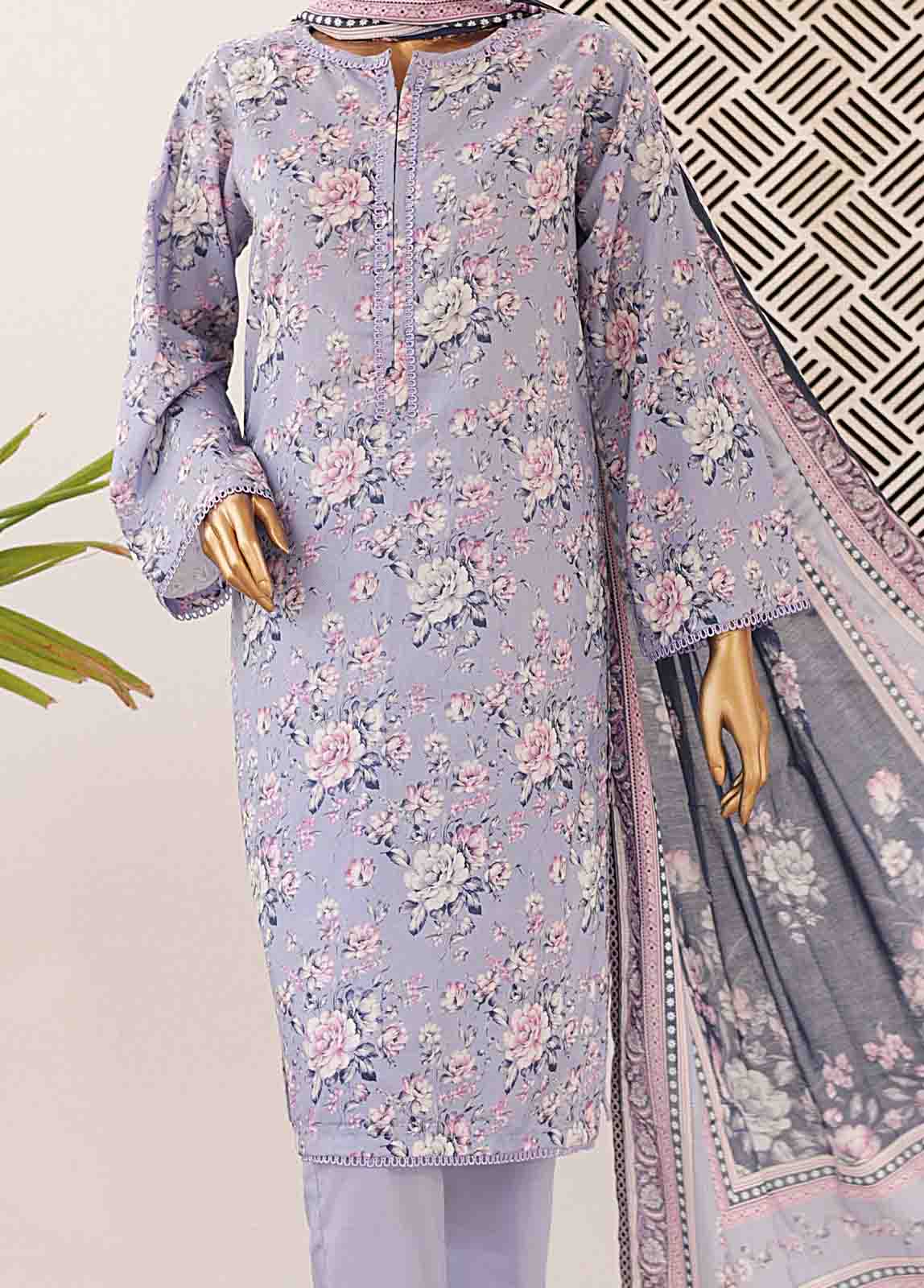 Bin Saeed Fabric - SMPR-0421 A- 3 Piece Printed Stitched Suit