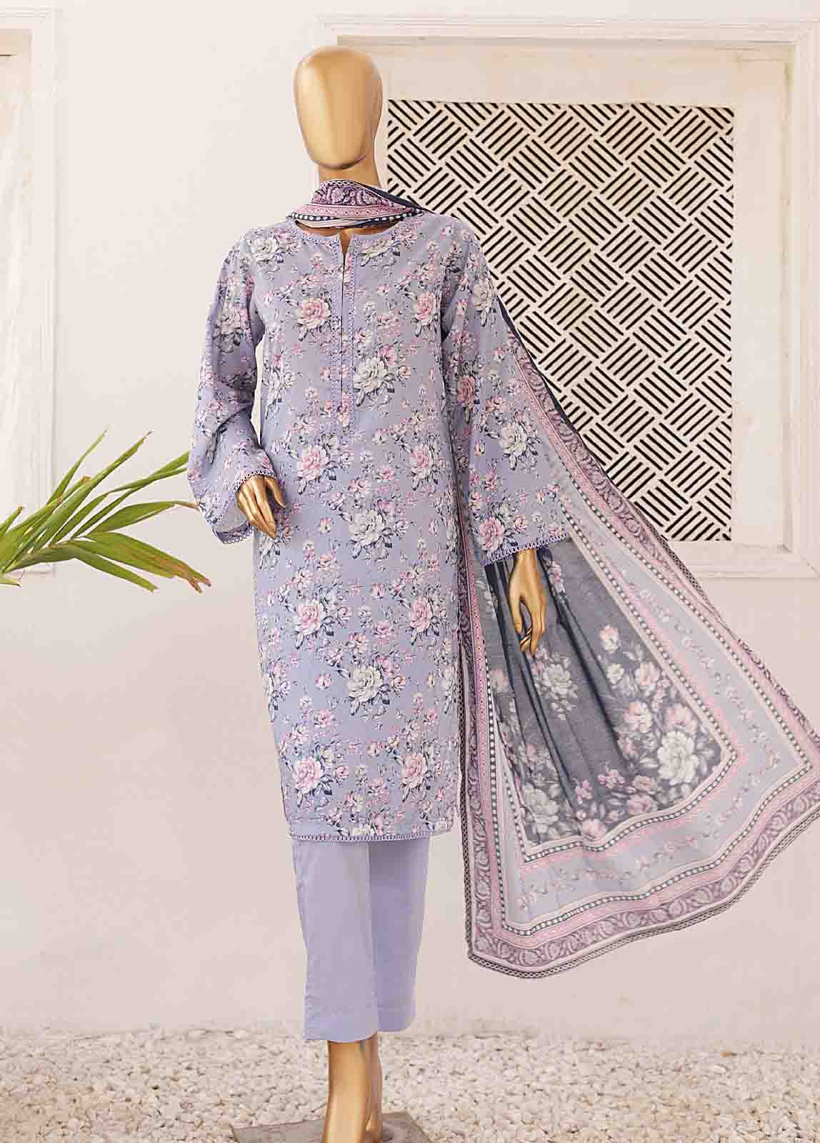 Bin Saeed Fabric - SMPR-0421 A- 3 Piece Printed Stitched Suit