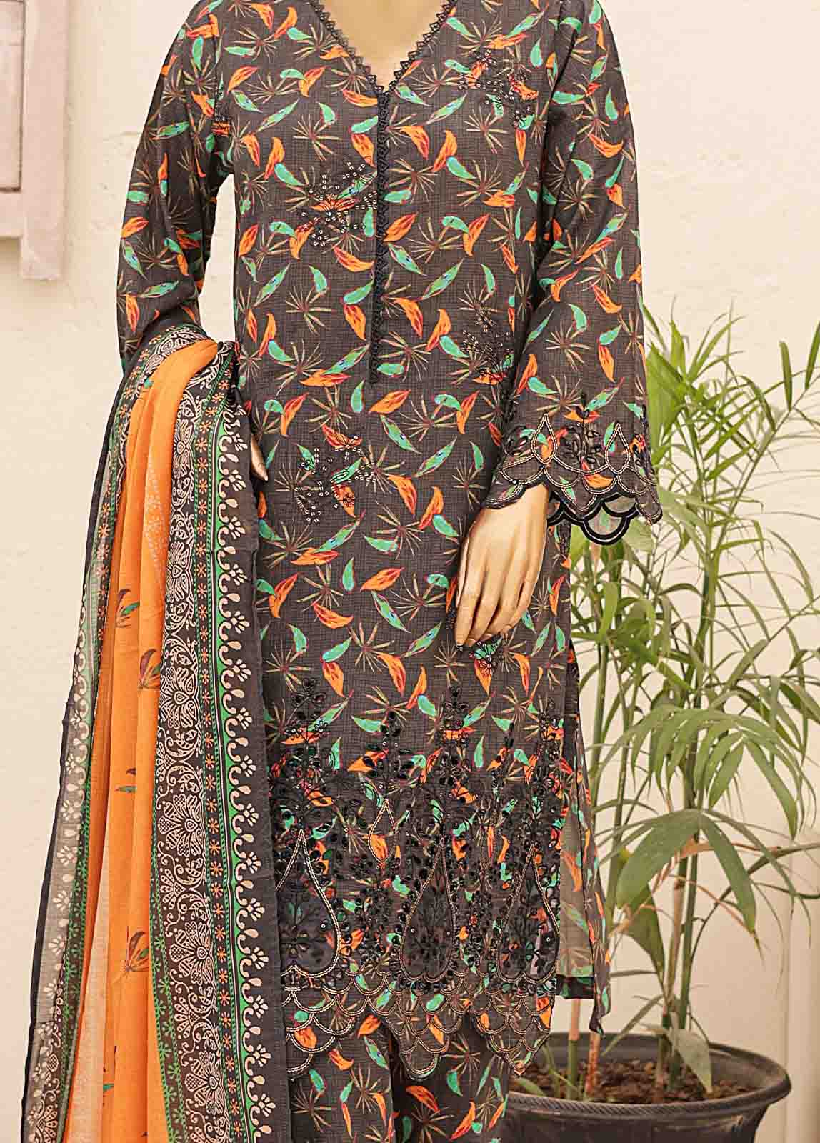 Bin Saeed Fabric - SMTB-0148 B- 3 Piece Embroidered Stitched Suit