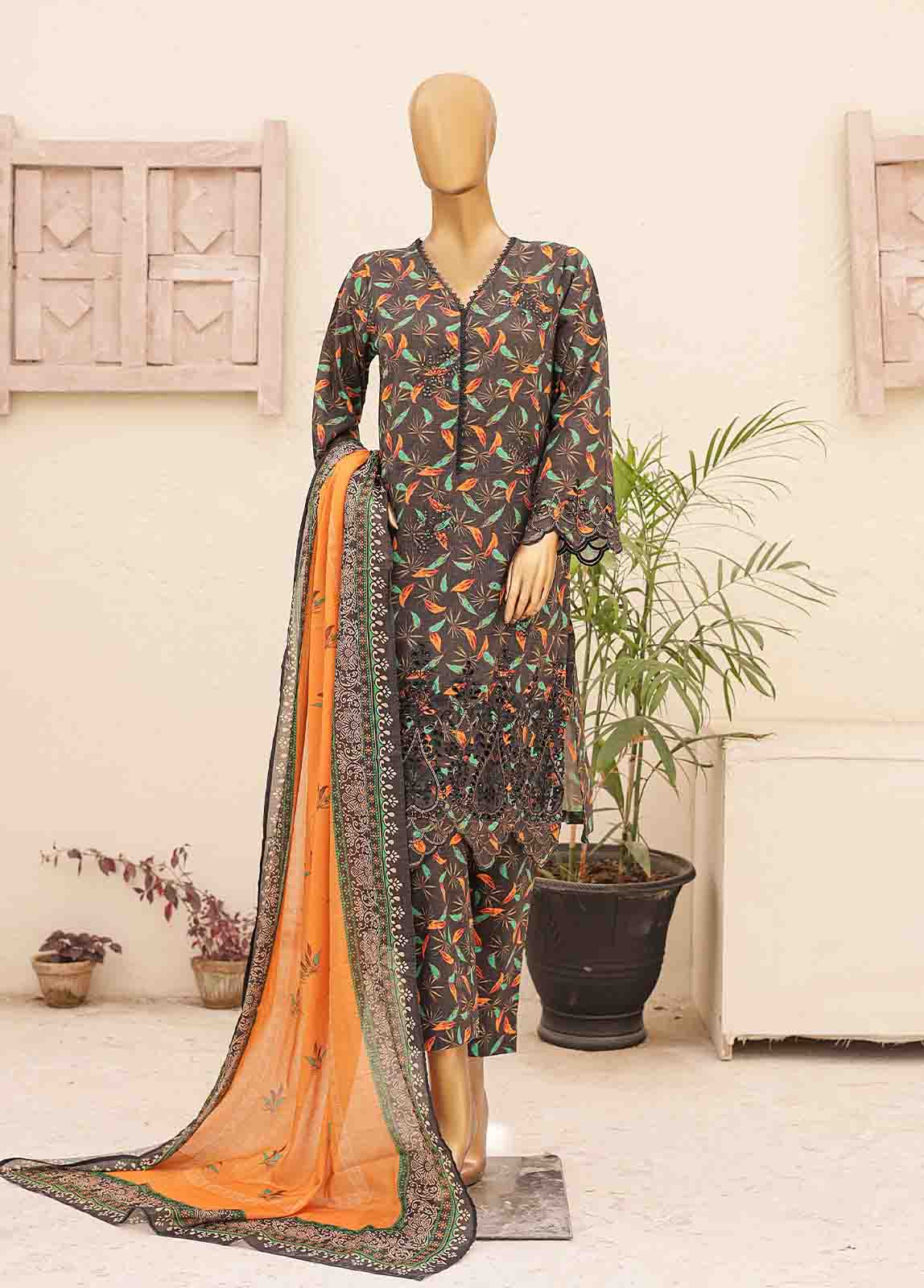 Bin Saeed Fabric - SMTB-0148 B- 3 Piece Embroidered Stitched Suit