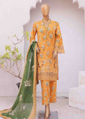 SMTB-0157- 3 Piece Embroidered Stitched Suit