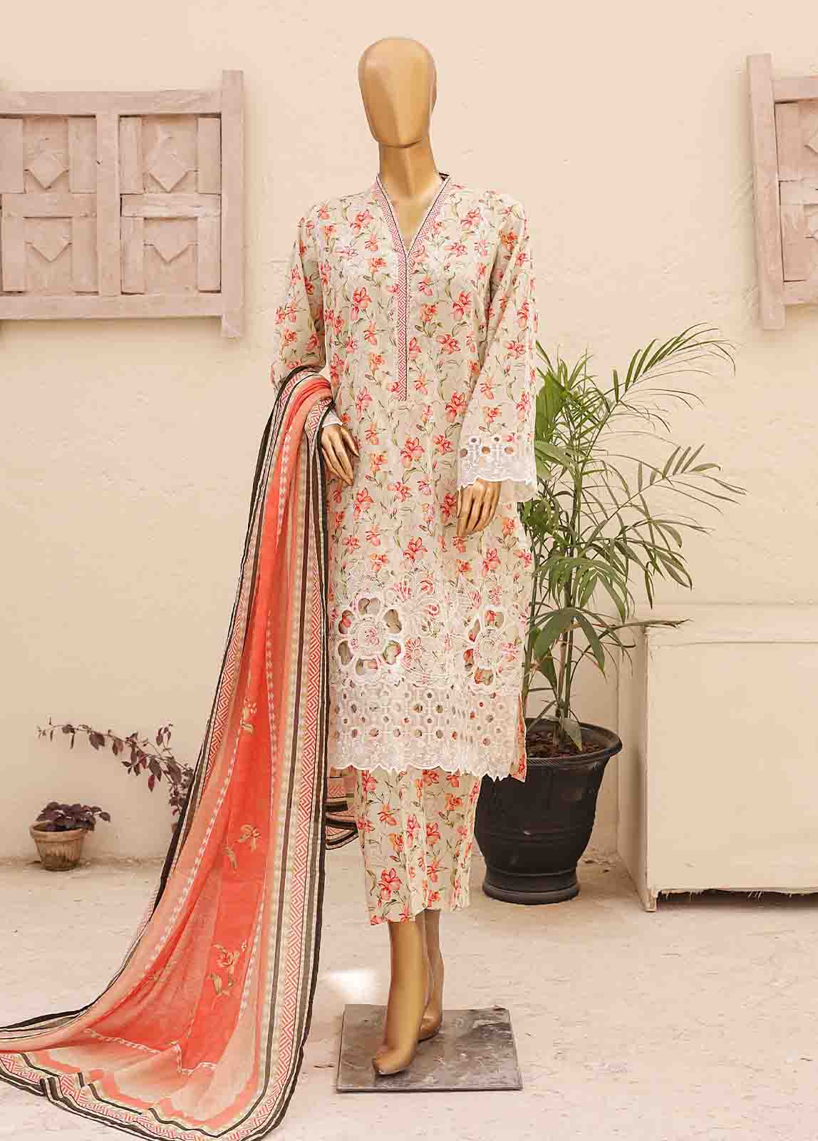 Bin Saeed Fabric - SMTB-0163- 3 Piece Embroidered Stitched Suit