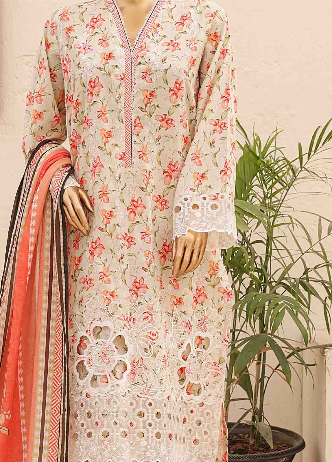 Bin Saeed Fabric - SMTB-0163- 3 Piece Embroidered Stitched Suit