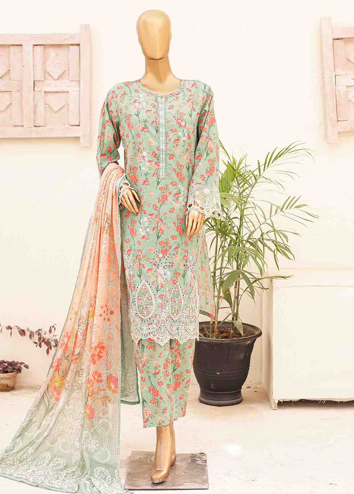 Bin Saeed Fabric - SMTB-0179- 3 Piece Embroidered Stitched Suit