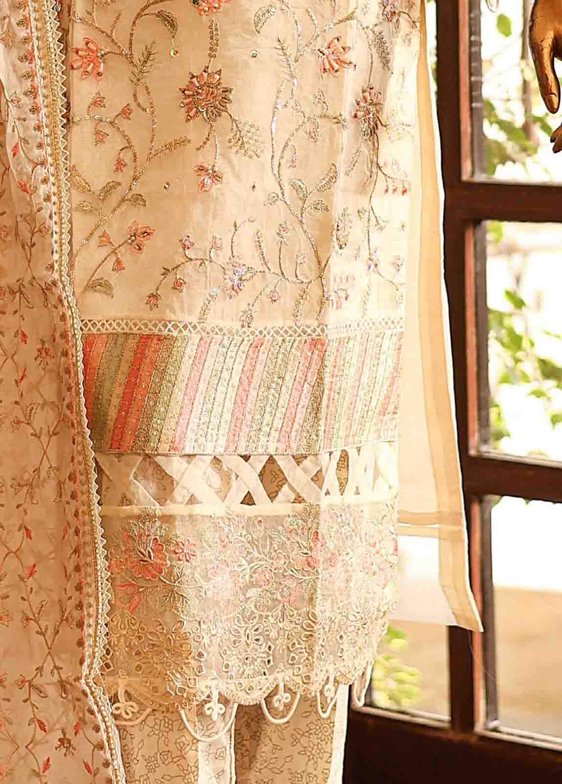 Bin Saeed Fabric - STS-002- 3 Piece Embroidered Organza