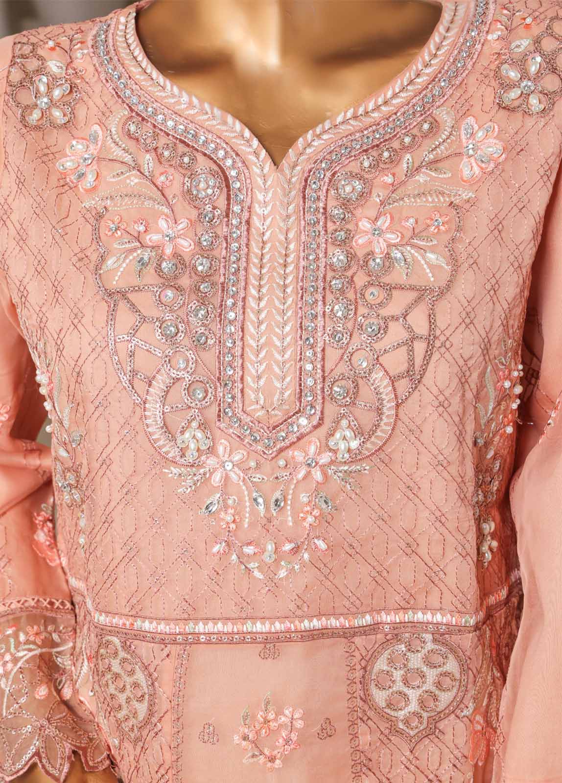 Bin Saeed Fabric - STS-003 M- 3 Piece Organza Stitched Suit