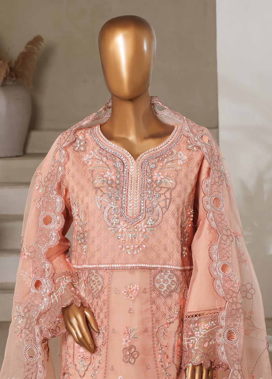 Bin Saeed Fabric - STS-003 M- 3 Piece Organza Stitched Suit