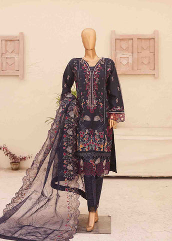 Bin Saeed Fabric - STS-004 E- 3 Piece Embroidered Organza