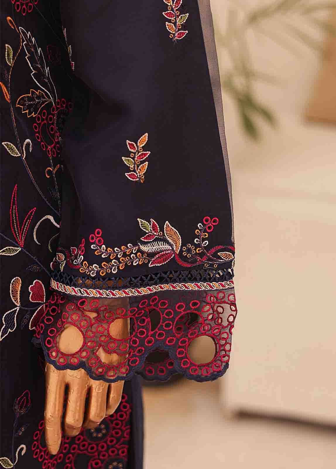 Bin Saeed Fabric - STS-004 E- 3 Piece Embroidered Organza