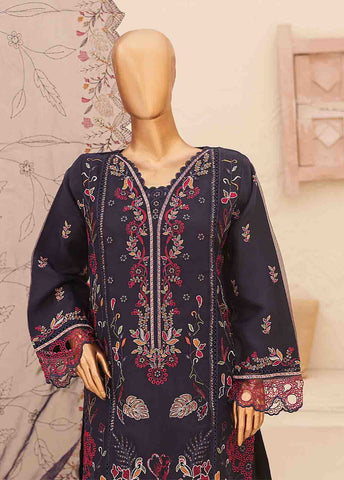 Bin Saeed Fabric - STS-004 E- 3 Piece Embroidered Organza
