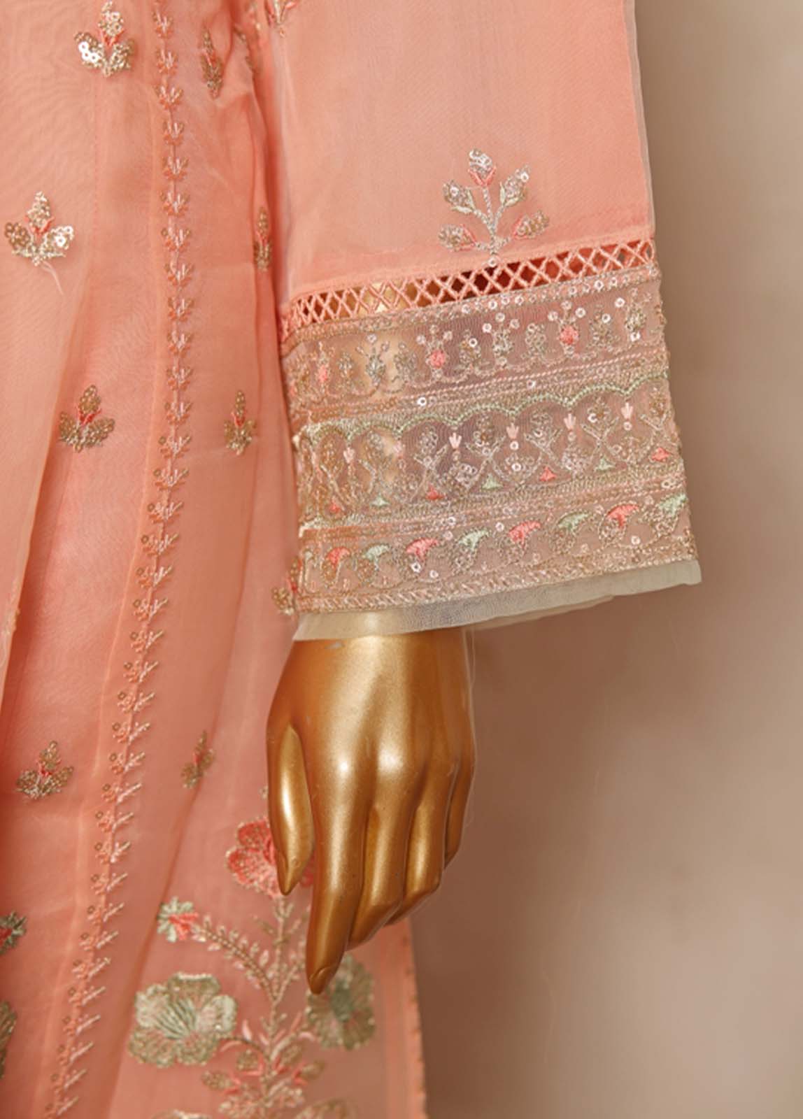 Bin Saeed Fabric - STS-005- 3 Piece Embroidered Organza