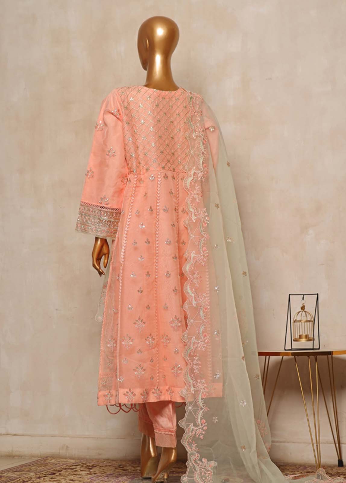 Bin Saeed Fabric - STS-005- 3 Piece Embroidered Organza