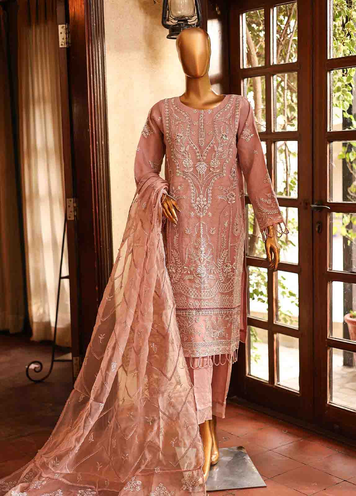 Bin Saeed Fabric - STS-006 - 3 Piece Embroidered Organza