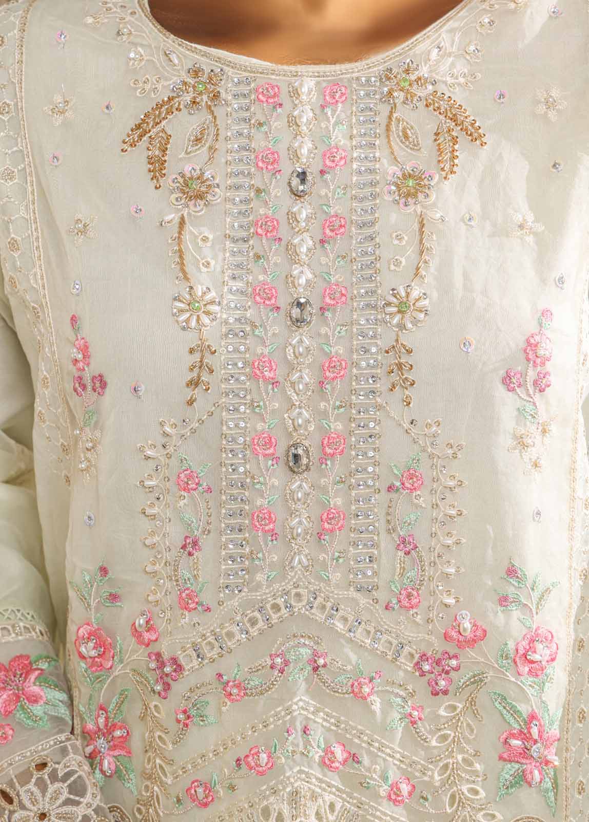 Bin Saeed Fabric - STS-006 U- 3 Piece Organza Stitched Suit