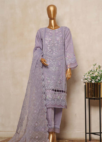 Bin Saeed Fabric - STS-008- 3 Piece Embroidered Organza