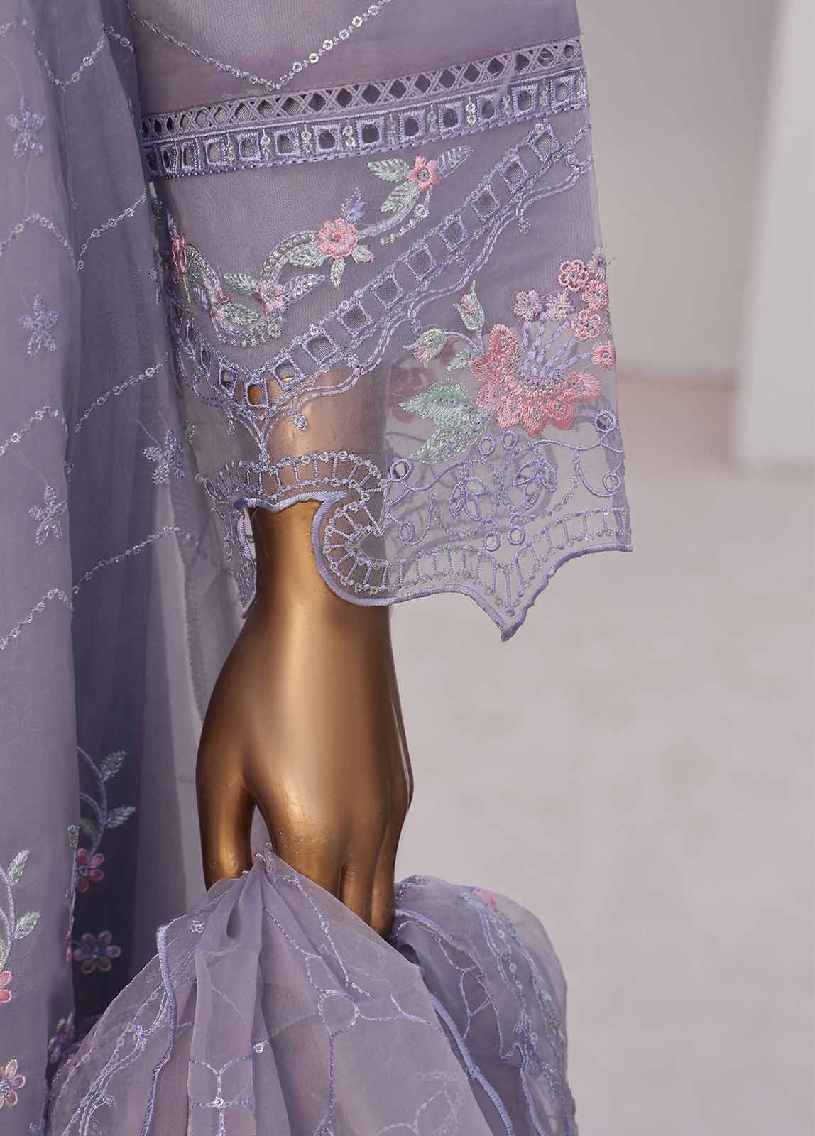 Bin Saeed Fabric - STS-008 M- 3 Piece Frock Style Chiffon Stitched Suit