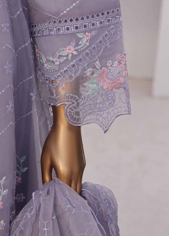 Bin Saeed Fabric - STS-008 M- 3 Piece Frock Style Chiffon Stitched Suit