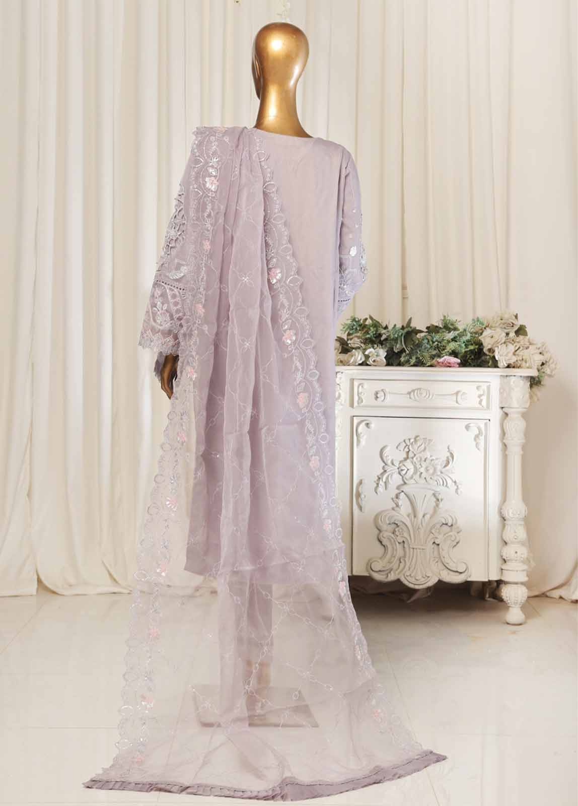 Bin Saeed Fabric - STS-009- 3 Piece Chiffon Stitched Suit