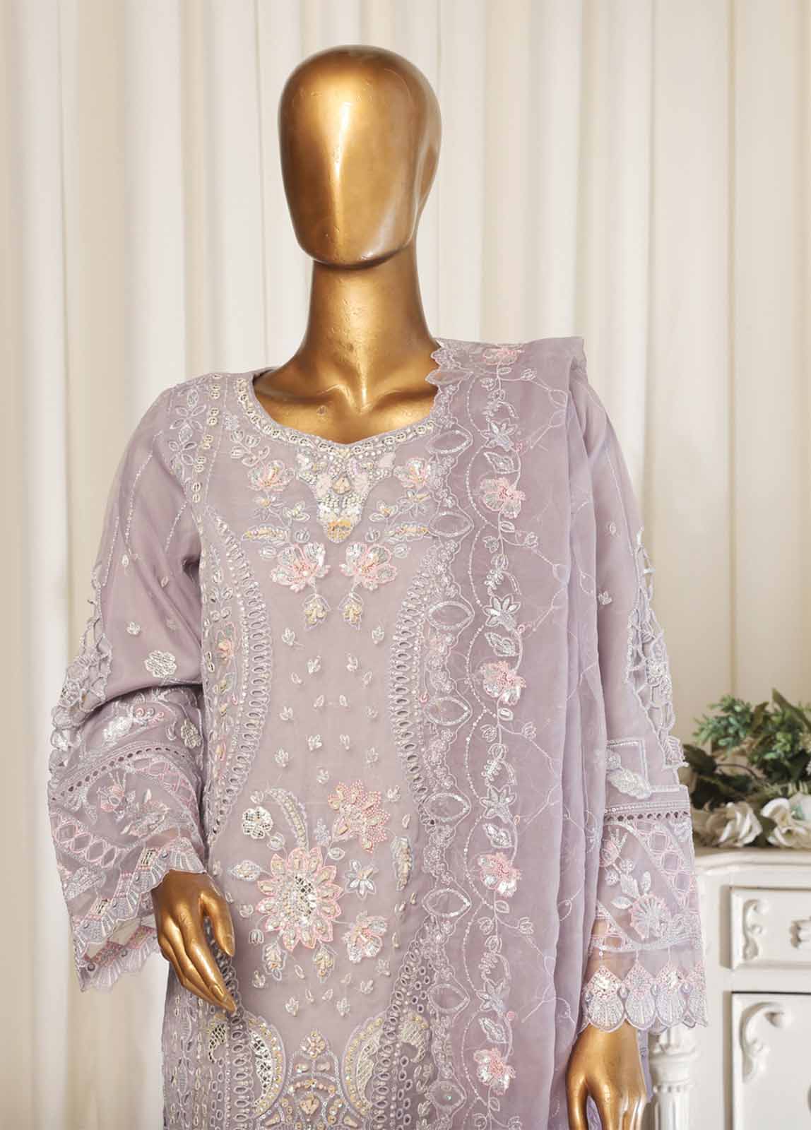 Bin Saeed Fabric - STS-009- 3 Piece Chiffon Stitched Suit
