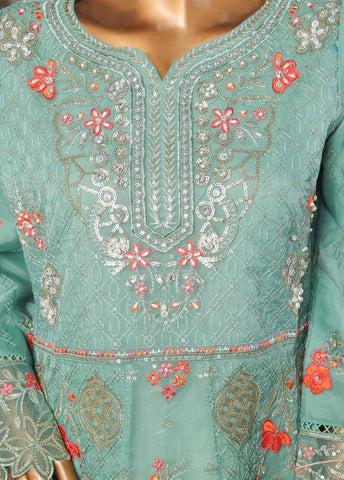 Bin Saeed Fabric - STS-010 M- 3 Piece Organza Stitched Suit