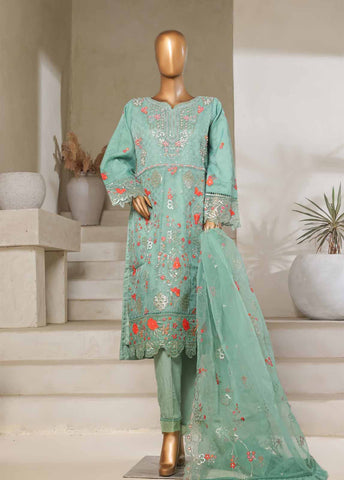 Bin Saeed Fabric - STS-010 M- 3 Piece Organza Stitched Suit