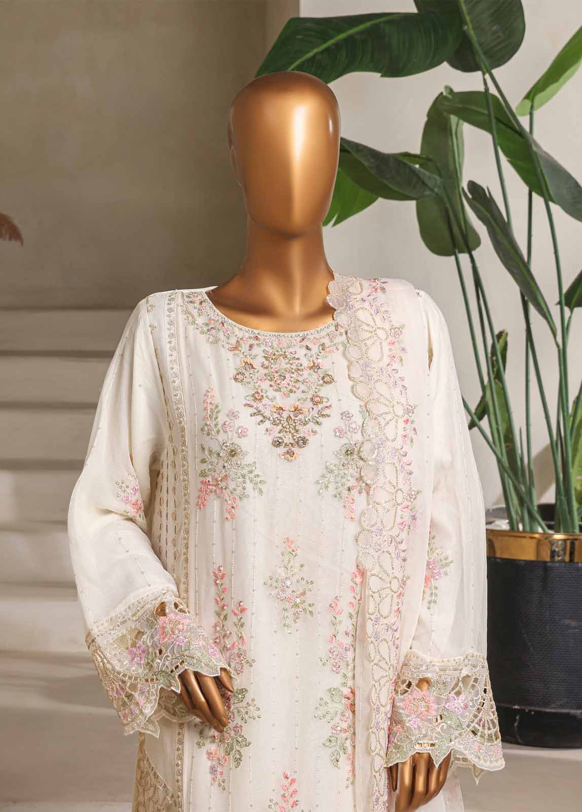 Bin Saeed Fabric - STSC-014 U- 3 Piece Chiffon Stitched Suit