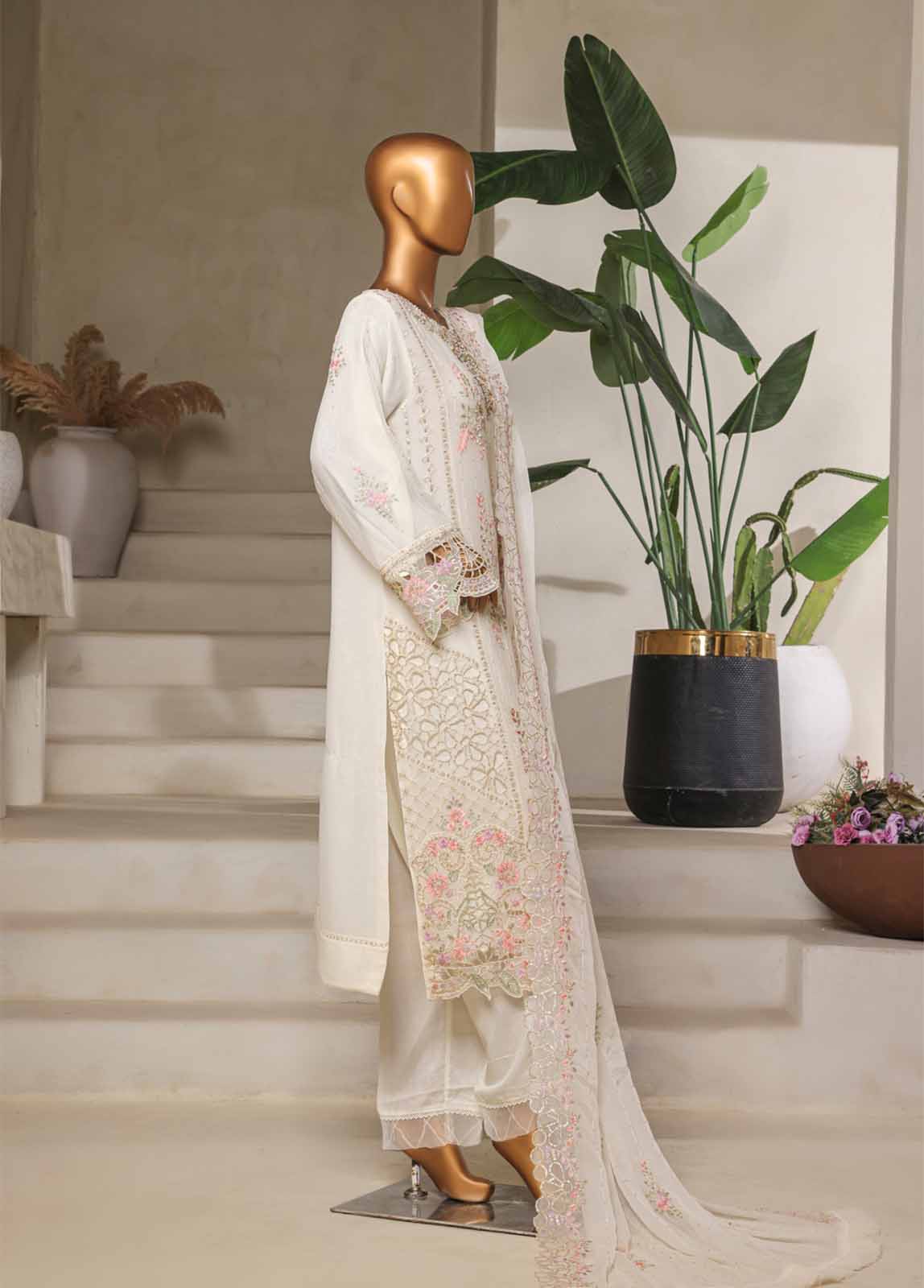 Bin Saeed Fabric - STSC-014 U- 3 Piece Chiffon Stitched Suit