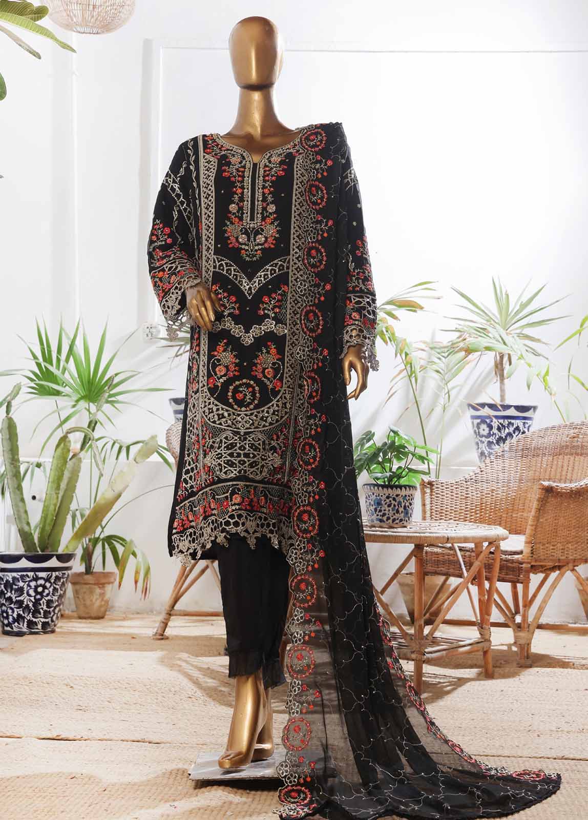Bin Saeed Fabric - STSC-016- 3 Piece Chiffon Stitched Suit