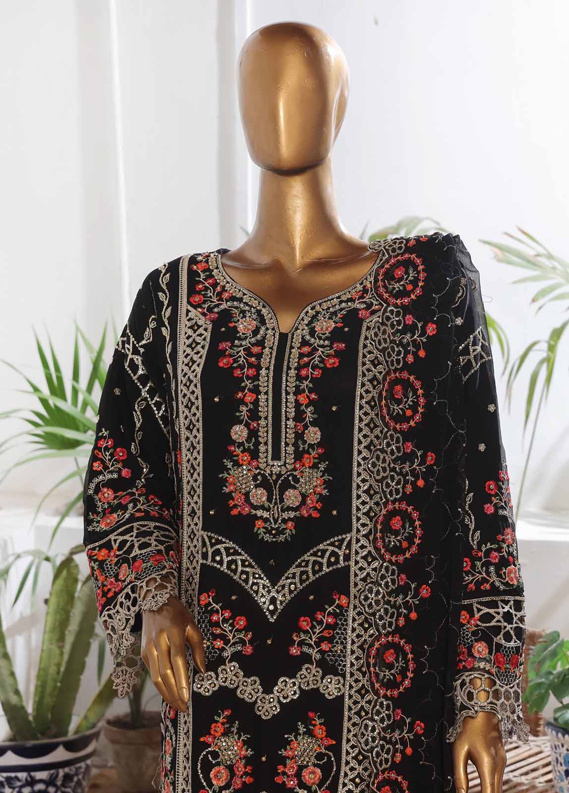 Bin Saeed Fabric - STSC-016- 3 Piece Chiffon Stitched Suit