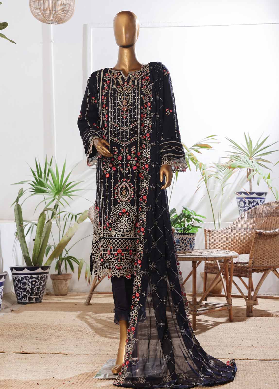 Bin Saeed Fabric - STSC-019- 3 Piece Chiffon Stitched Suit