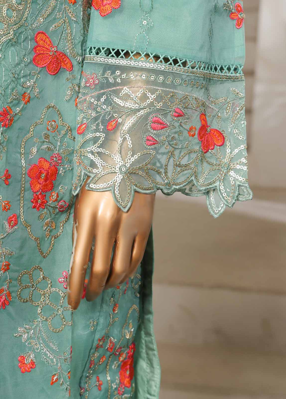 Bin Saeed Fabric - STSC-022 M- 3 Piece Chiffon Stitched Suit